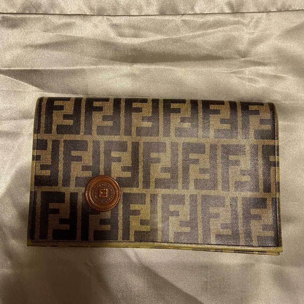 VINTAGE Fendi Canvas Coated Clutch